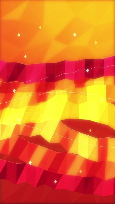Abstract low poly background featuring vibrant yellow and red geometric waves Stock Footage 346736174