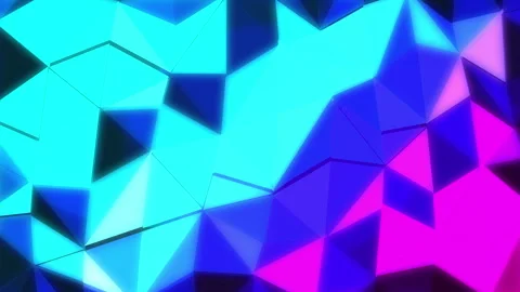 Abstract low poly background with geometric shapes, polygon mesh, blue and pink Stock Footage 346736187