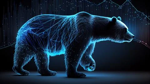 Abstract low poly bear on dark blue background. Stock Illustration