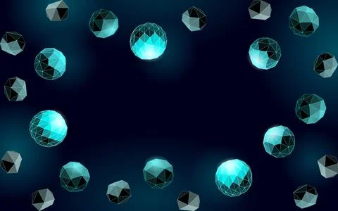 Abstract low poly biological connected cell. Connection world communication Stock-Illustration