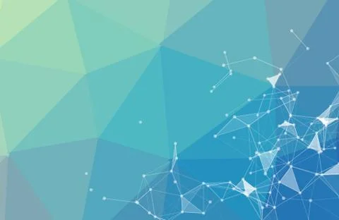 Abstract low poly blue bright technology vector background. Connection struct Stock Illustration