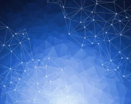 Abstract low poly Blue technology vector background. Connection structure. Ve Stock Illustration