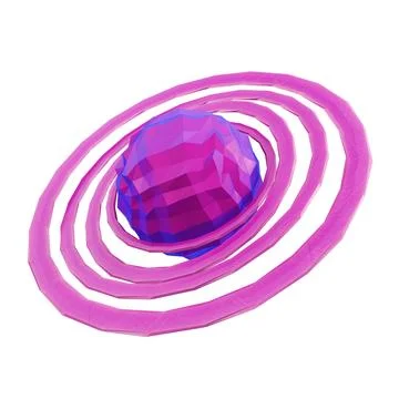Abstract low poly cartoon styled purple planet with rings isolated on white.. イラスト素材