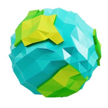 Abstract low poly cartoon styled planet isolated on white background 스톡 일러스트