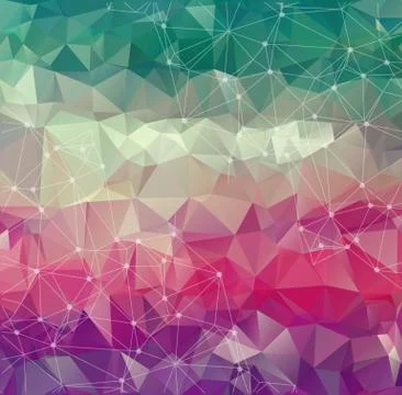 Abstract low poly Colorful technology vector background. Connection structure Stock Illustration