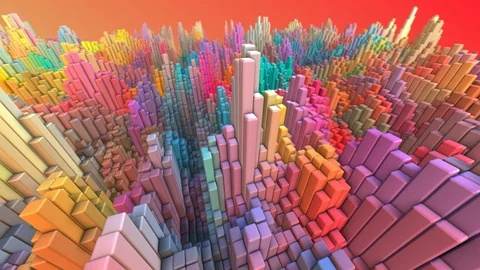 Abstract low poly cubic moving landscape terrain background 3d rendering animati Stock Footage 105981645