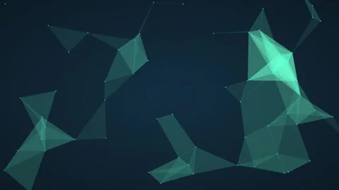Abstract low poly cyan geometric shapes on dark blue background Stock-Footage 344247083