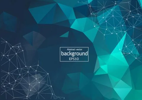 Abstract low poly Dark Blue technology vector background. Connection structur Stock Illustration