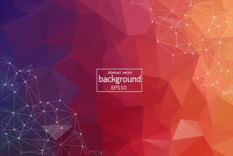 Abstract low poly Dark Pink technology vector background. Connection structur Stock Illustration