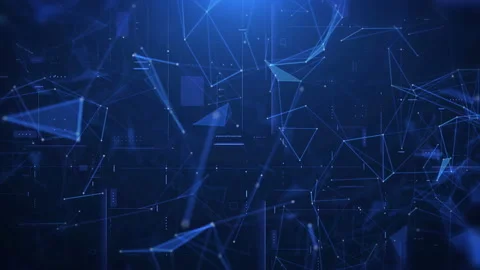 Abstract low poly data network technology on HUD interface system Stock Footage 212827872