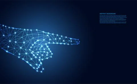 Abstract low poly futuristic wireframe concept hand digital consisting of poi Illustration