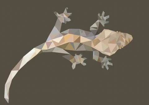 Abstract Low Poly Gecko, Crested gecko (Correlophus ciliatus) - Vector Illu.. Stock Illustration