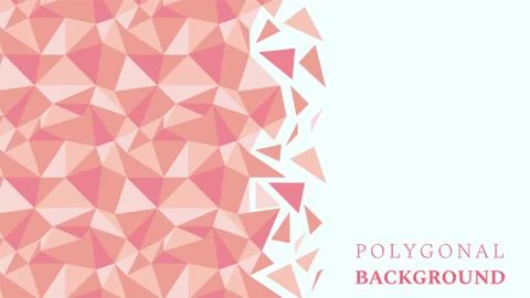 Abstract low poly geometric background with triangles in living coral colors and Stock Illustration