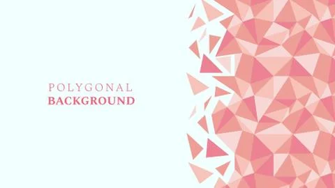 Abstract low poly geometric background with triangles in living coral colors and Stock Illustration