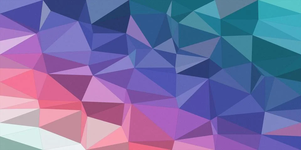 An abstract low-poly geometric background in purple, pink, and teal, creati.. Stock Illustration