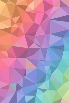 Abstract low-poly geometric pattern in pink, purple, blue, and green, creat.. Stock Illustration