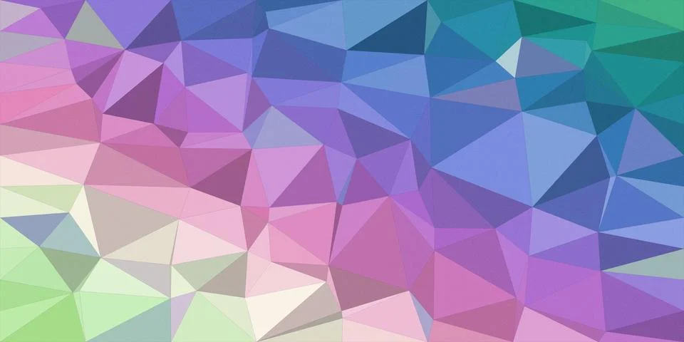 Abstract low-poly geometric pattern in pastel pink, purple, blue, and green.. Stock Illustration