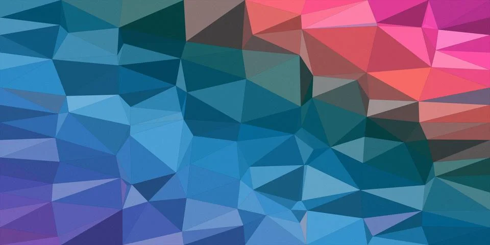 Abstract low-poly geometric pattern fills the frame in vivid blue and pink .. Stock Illustration