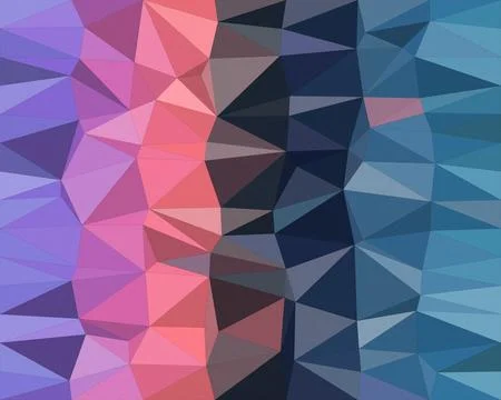 Abstract low-poly geometric pattern blending purple, pink, and blue facets,.. Illustrazione stock