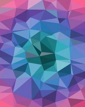 Abstract low-poly geometric pattern in pink, purple, and blue creates a vib.. Stock Illustration