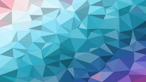 Abstract low-poly geometric pattern in blue, purple, and teal with a calm m.. Stock Illustration