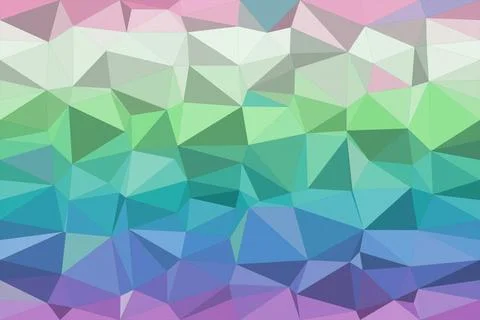 Abstract low-poly geometric pattern with pastel blue, green, and purple fac.. Illustrazione stock