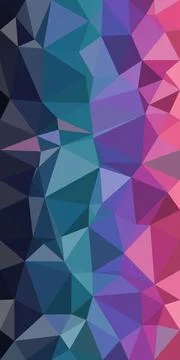 Abstract low-poly geometric pattern blends deep blue, teal, and pink triang.. Illustrazione stock