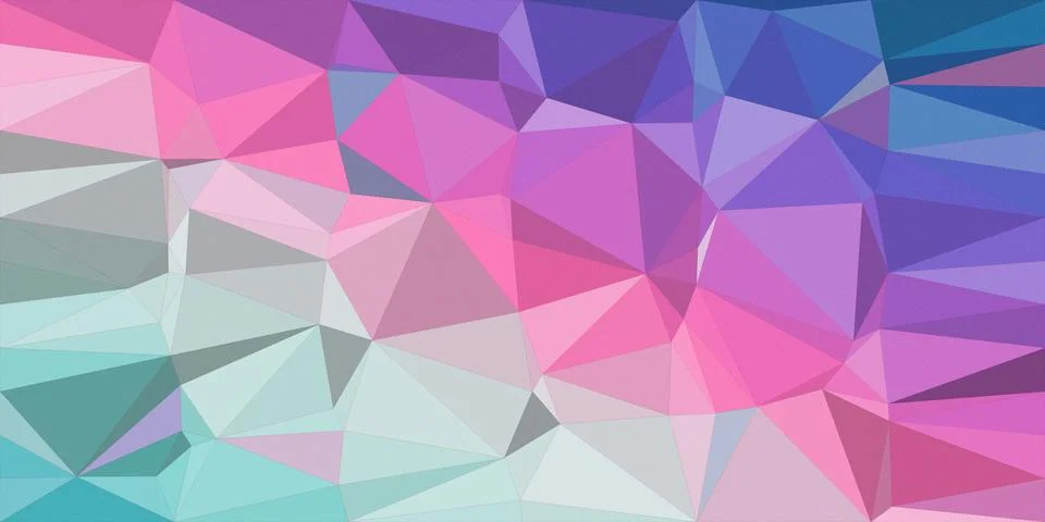 Abstract low-poly geometric polygon background with pink, purple, and teal .. 스톡 일러스트