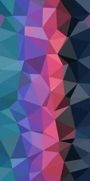 An abstract low-poly geometric polygon pattern in blue, purple, and pink wi.. Illustrazione stock