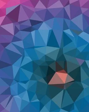 Abstract low-poly geometric polygon background with layered facets in blue,.. Illustrazione stock