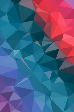 Abstract low-poly geometric shapes form a vibrant blue and red pattern, cre.. 스톡 일러스트