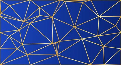Abstract low poly with gold lines background illustration. Low poly banner wi Stock Illustration