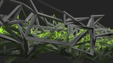 Abstract low poly green and gray. Connection structure. Connection data science Illustrazione stock