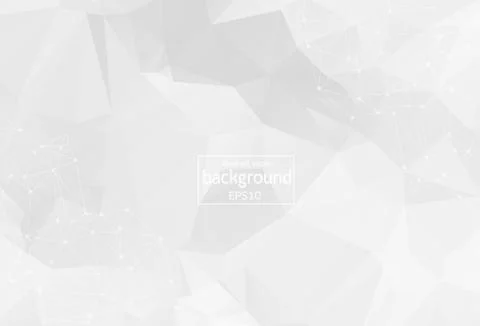 Abstract low poly Grey White technology vector background. Connection structu Stock Illustration
