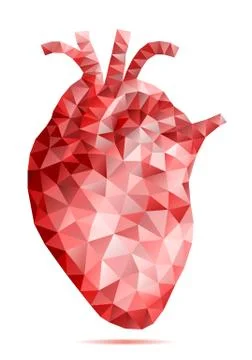 Abstract low poly human heart with geometric pattern, vector Stock Illustration
