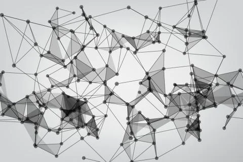 Abstract low poly lines mesh white. Background Technology connecting dots and Stock Illustration