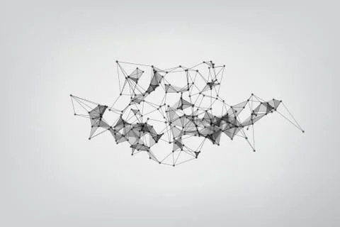 Abstract low poly lines mesh white. Background Technology connecting dots and Stock Illustration