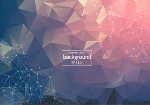 Abstract low poly modern technology vector background. Connection structure.  Stock Illustration