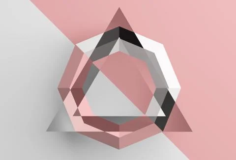 Abstract low poly object over pink and white Stock Illustration