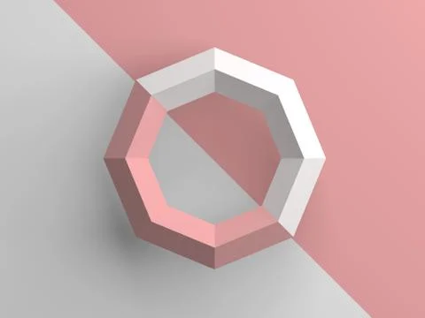 Abstract low poly object with pink and white 스톡 일러스트