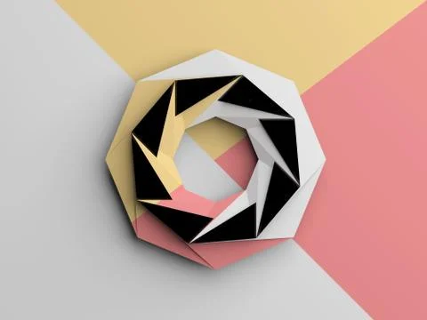 Abstract low poly object with pink and yellow Stock Illustration
