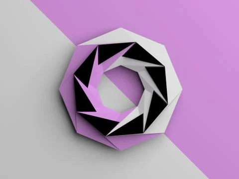 Abstract low poly object with purple イラスト素材