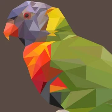 Abstract Low Poly Parrot, Rainbow lorikeet - Vector Illustration Stock Illustration