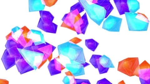 Abstract Low Poly Particles Loop Background. Full HD 3D render Stock Footage 73286247