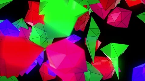 Abstract Low Poly Particles Loop Background. Full HD 3D render Stock Footage 73286715