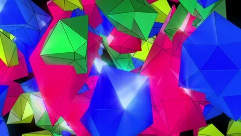 Abstract Low Poly Particles Loop Background. Full HD 3D render Stock Footage 73289131