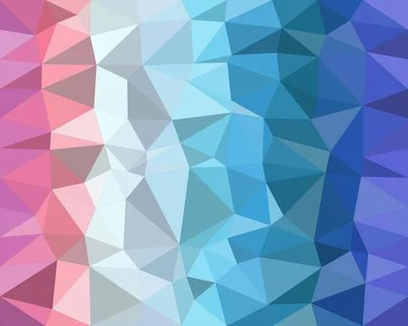 Abstract low-poly polygon background with faceted triangles in pink, blue, .. Stock Illustration