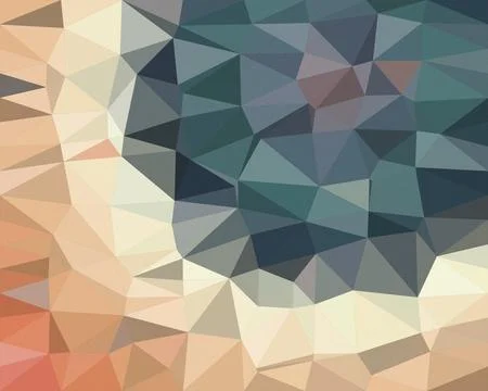 Abstract low-poly polygon pattern fills the frame with teal, blue, and warm.. Stock Illustration