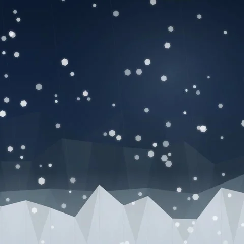 Abstract Low Poly Snowfall Over Snowy Mountains at Night Sky Stock Footage 346928834