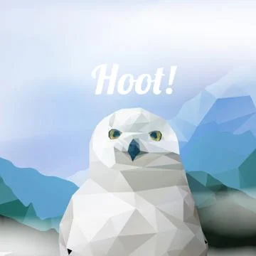 Abstract Low Poly Snowy Owl, (Bubo scandiacus) - Vector Illustration Stock Illustration